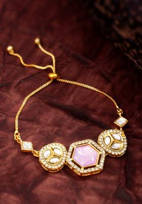 Purple Kundan Alloy Bracelet