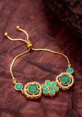 Green Kundan Alloy Bracelet