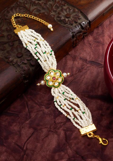 Green Kundan Alloy Bracelet