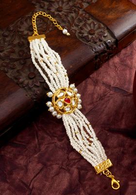 Golden Kundan Alloy Bracelet