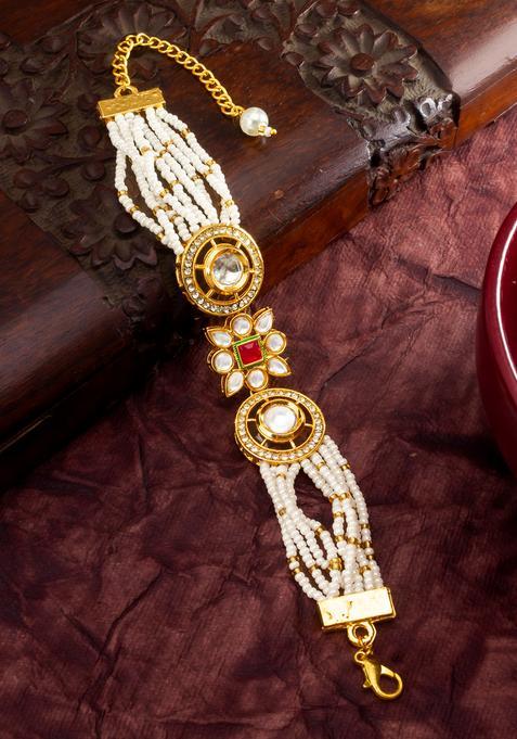 Red Kundan Alloy Bracelet