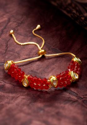 Red Kundan Alloy Bracelet