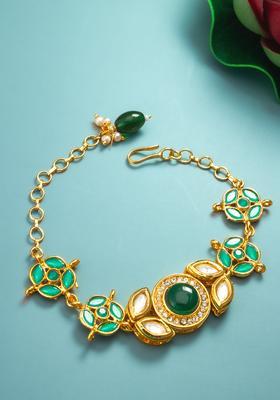 Green Kundan Alloy Bracelet