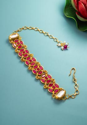 Red Kundan Alloy Bracelet