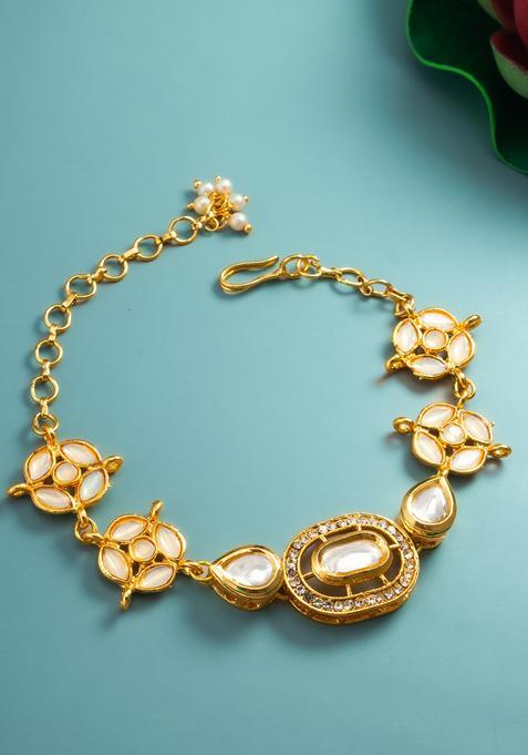 Golden Kundan Alloy Bracelet