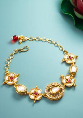 Golden Kundan Alloy Bracelet