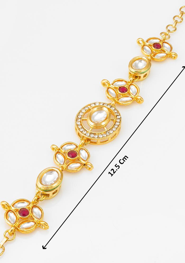 Golden Kundan Alloy Bracelet - Indya