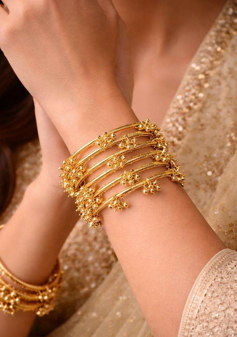 Golden Brass Bangle - Indya