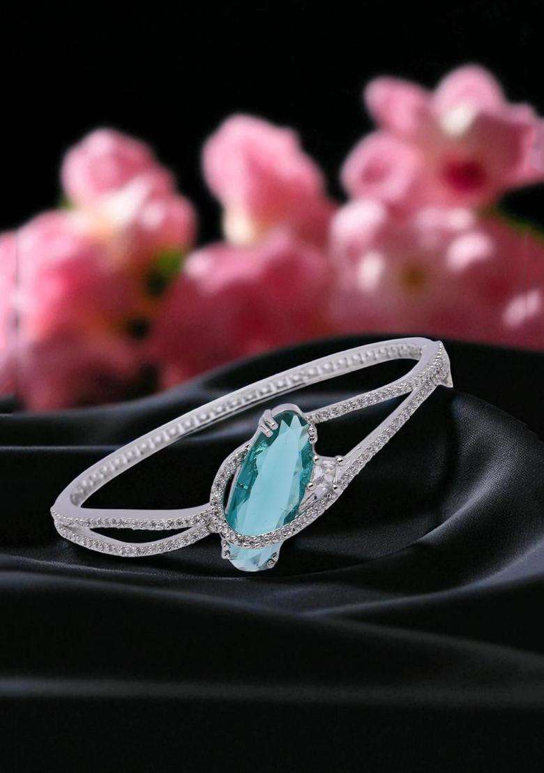 Turquoise Blue Brass Bracelet - Indya
