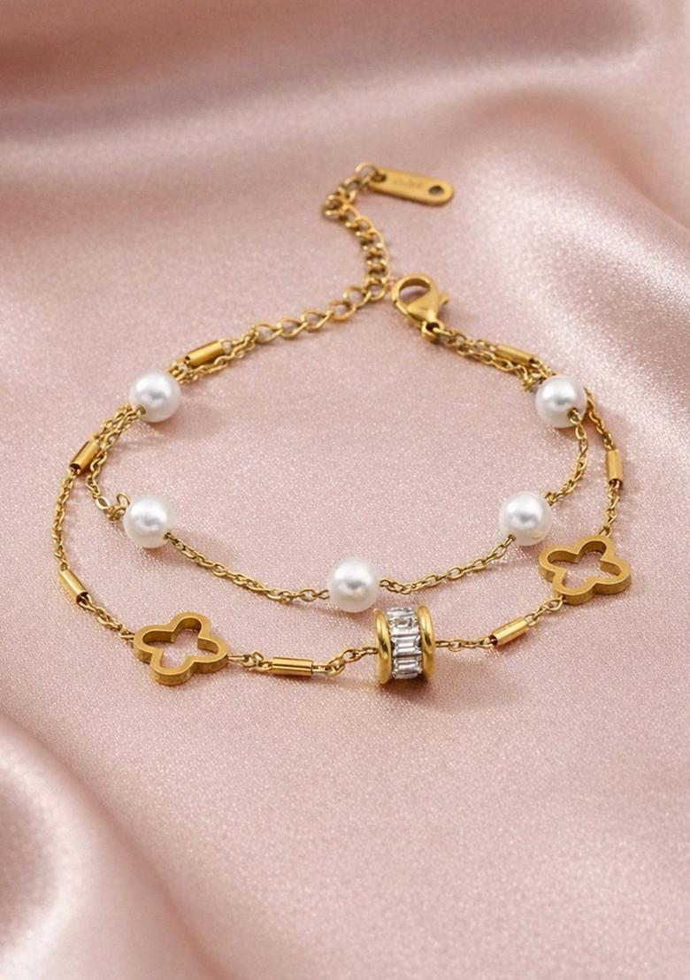 Golden Alloy Bracelet - Indya