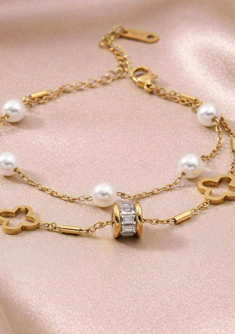 Golden Alloy Bracelet - Indya