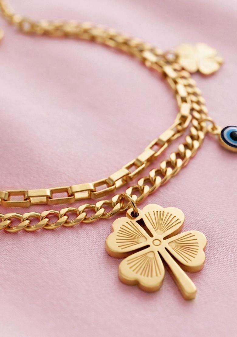 Golden Alloy Bracelet - Indya