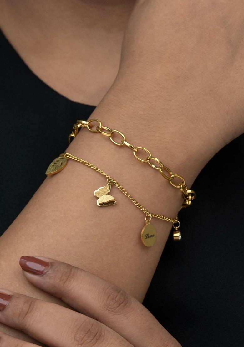 Golden Alloy Bracelet - Indya