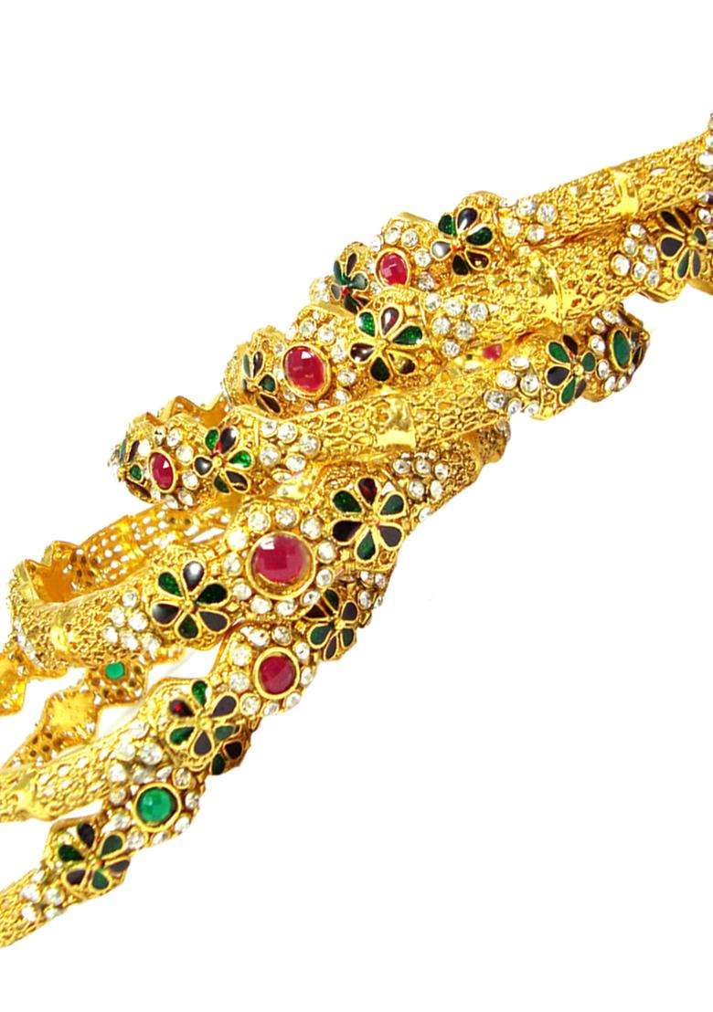 Golden Alloy Bangles - Indya