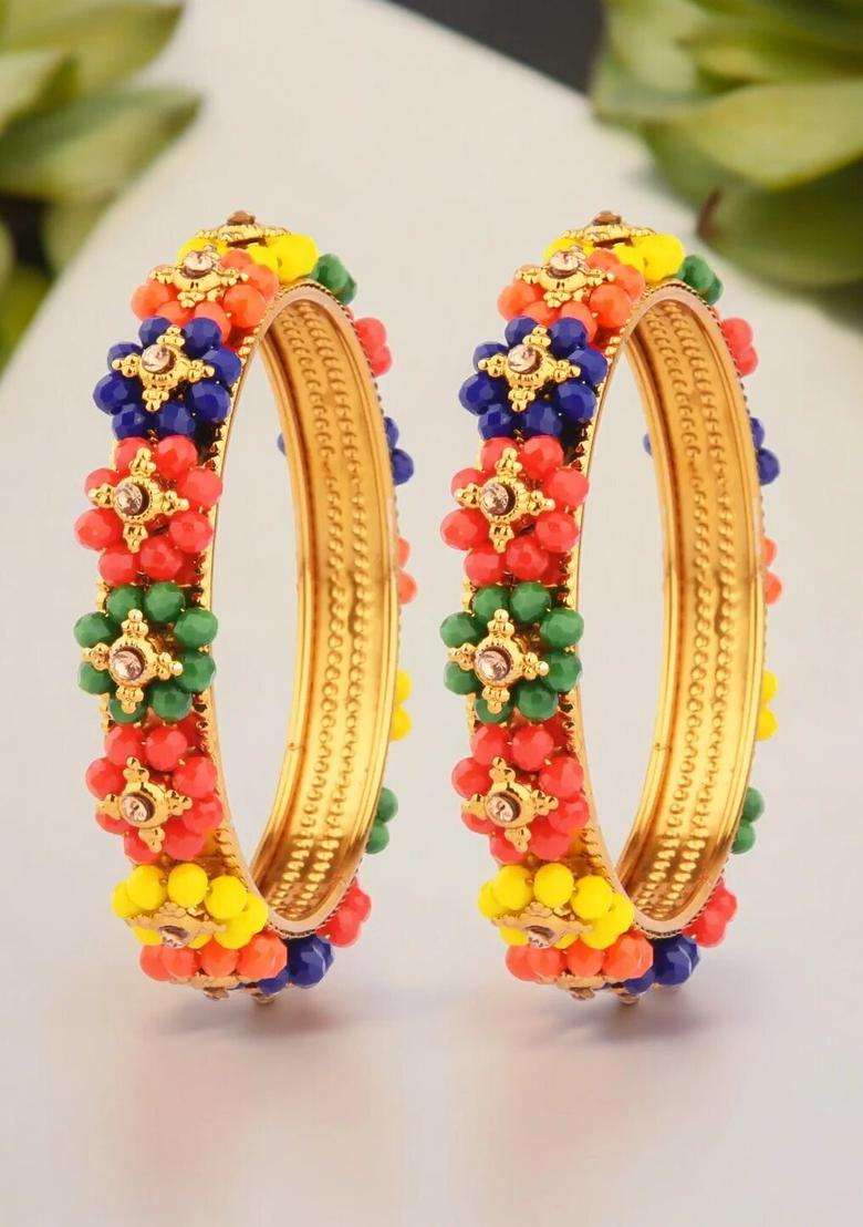 Golden Alloy Bangles - Indya
