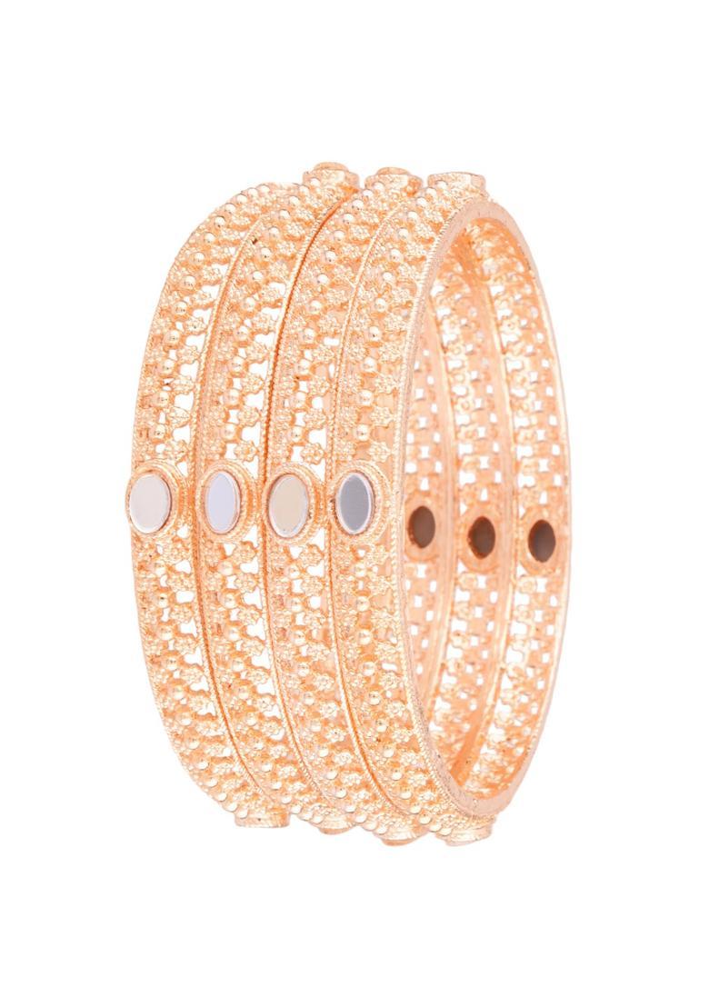Rose Gold Alloy Bangles - Indya