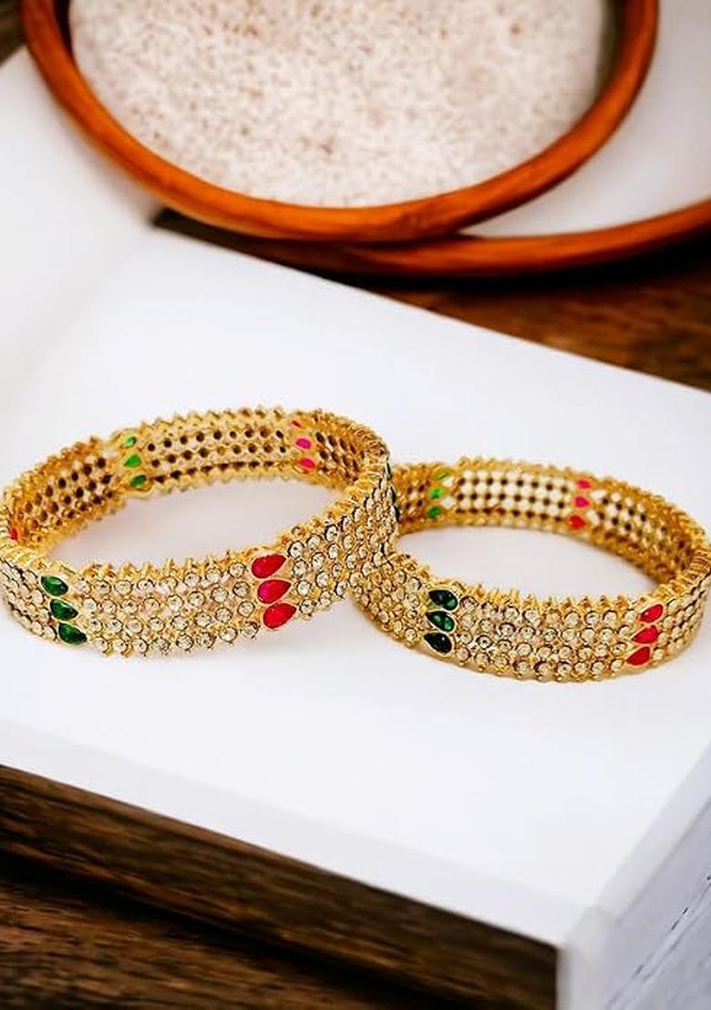 Golden Alloy Bangles - Indya