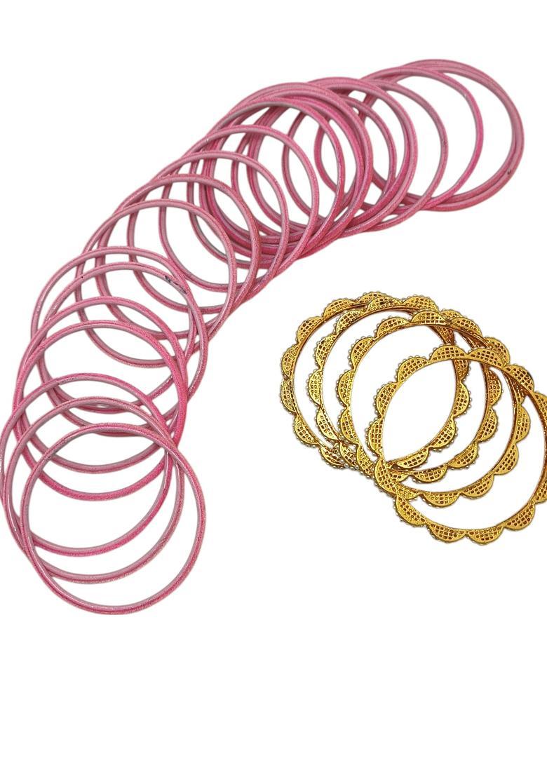 Pink Alloy Bangles - Indya
