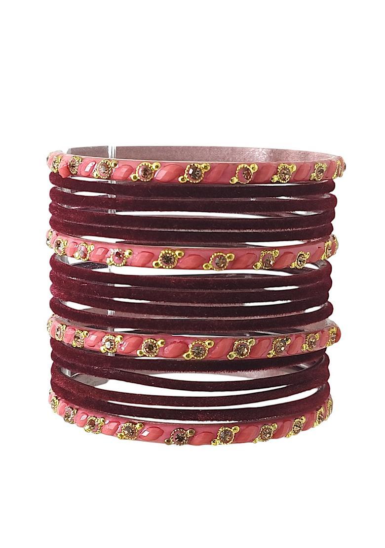 Maroon Alloy Bangles - Indya