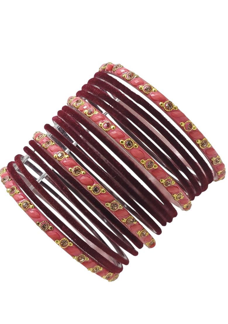 Maroon Alloy Bangles - Indya