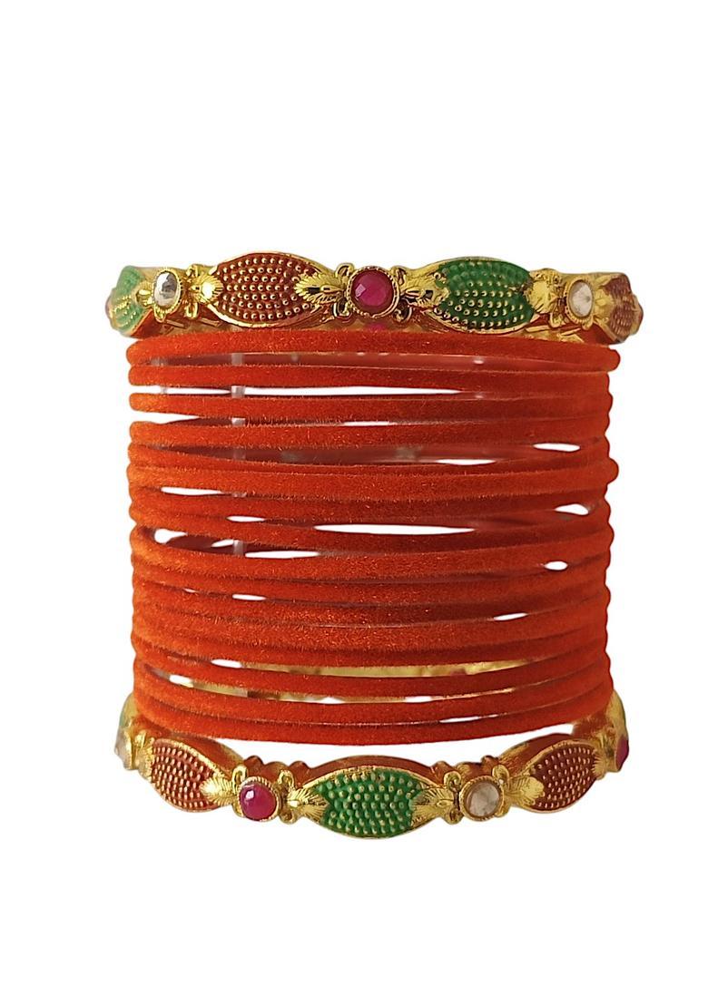Orange Alloy Bangles - Indya