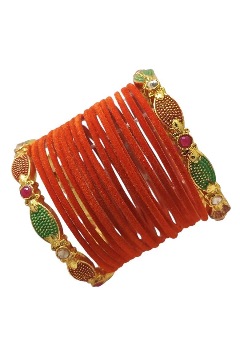 Orange Alloy Bangles - Indya