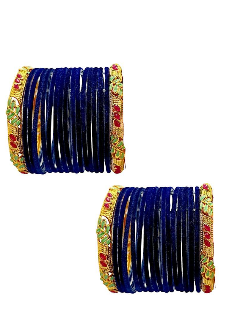 Navy Blue Alloy Bangles - Indya