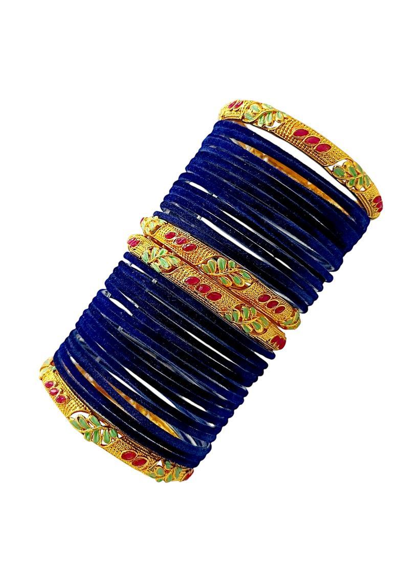 Navy Blue Alloy Bangles - Indya