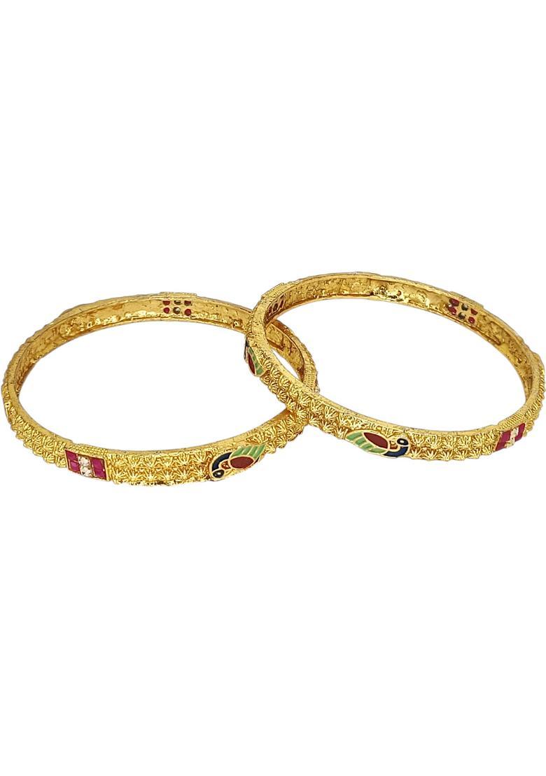 Golden Alloy Bangles - Indya