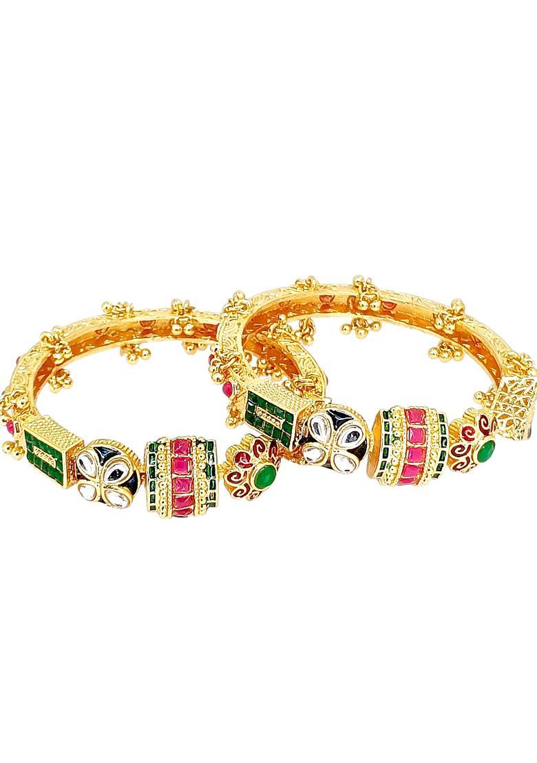 Golden Alloy Bangles - Indya