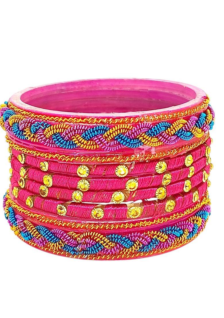 Pink Alloy Bangles - Indya