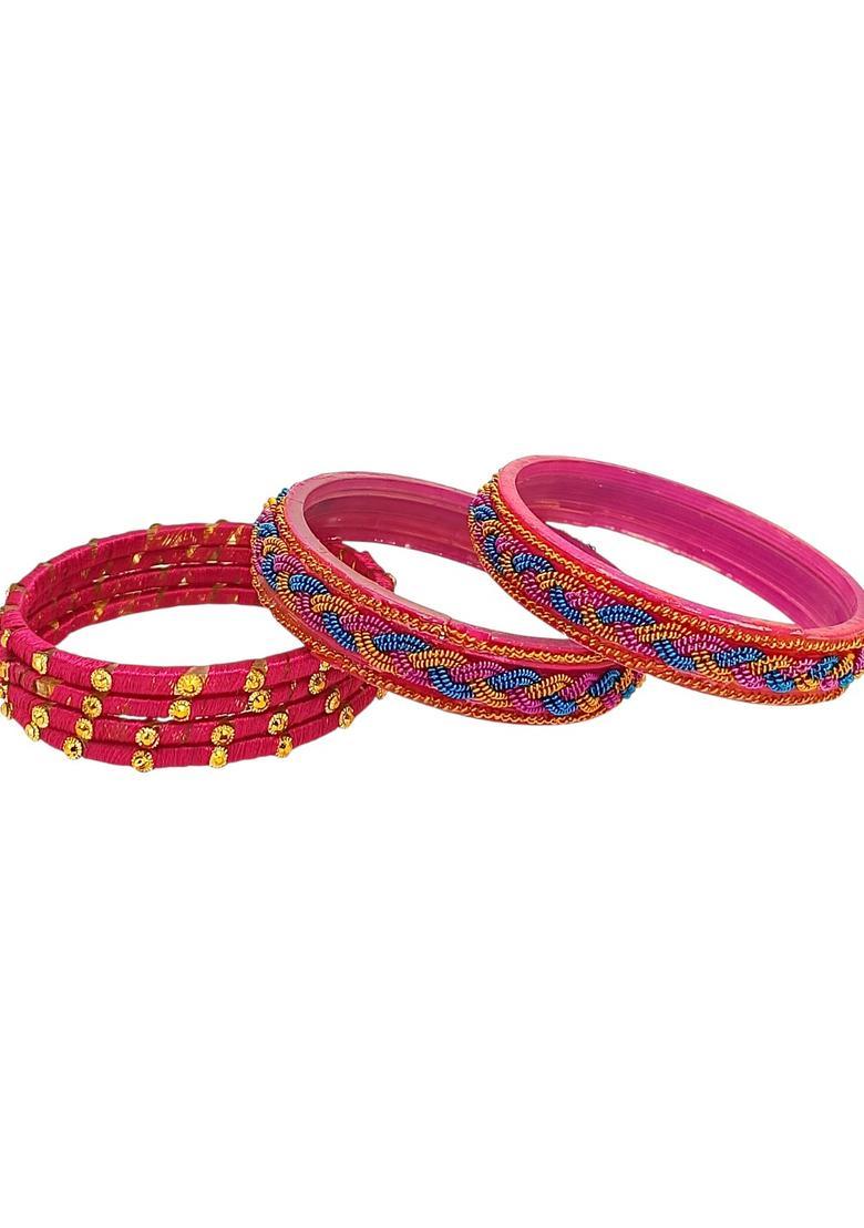 Pink Alloy Bangles - Indya