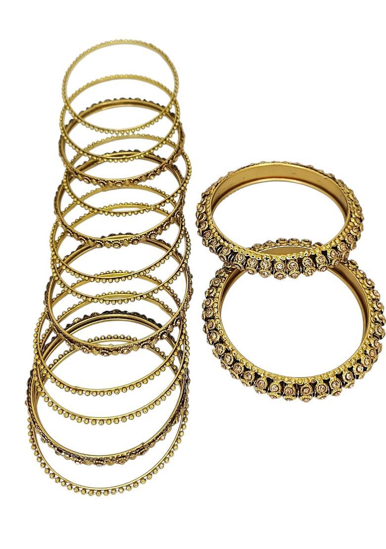 Golden Alloy Bangles - Indya