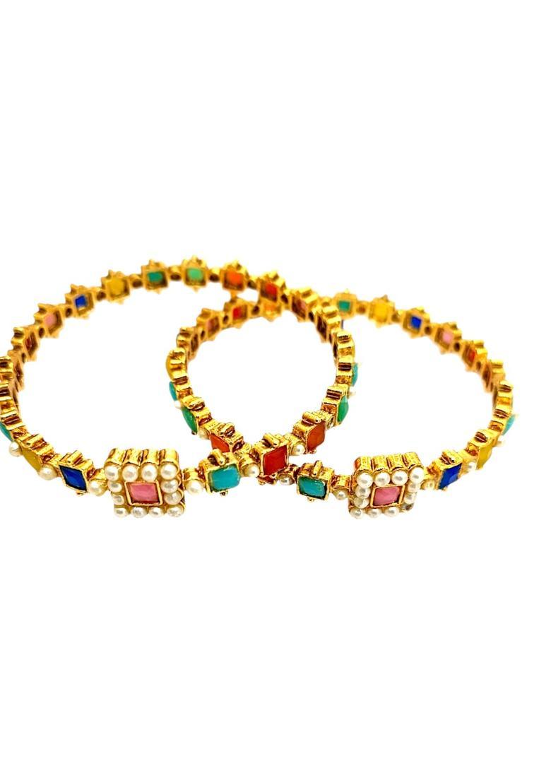 Golden Alloy Bangles - Indya