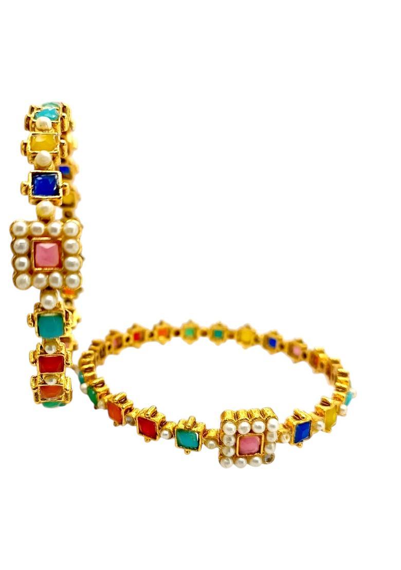 Golden Alloy Bangles - Indya