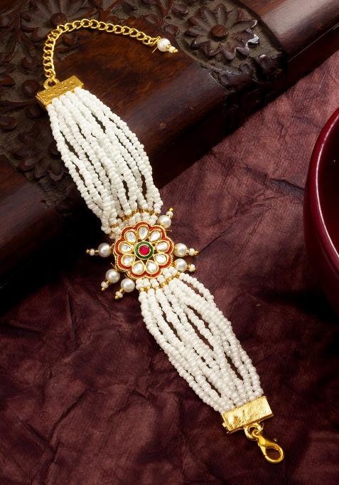White And Red Alloy Bangles