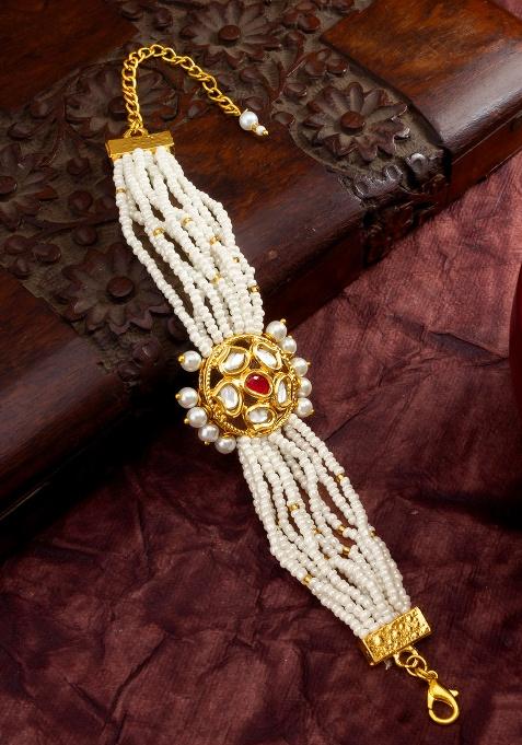 White And Red Alloy Bangles