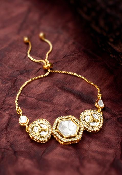 Golden And White Alloy Bangles