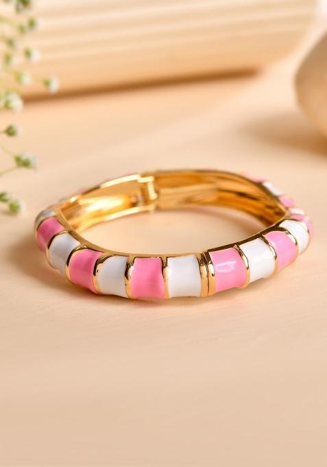 Pink Stainless Steel Beads Bracelet