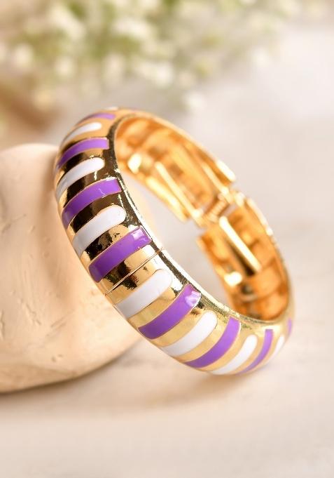 Purple Stainless Steel Beads Bracelet