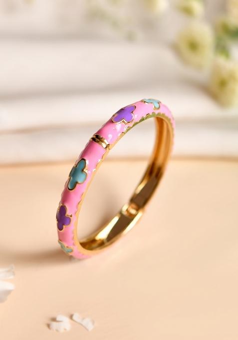Pink Stainless Steel Beads Bracelet