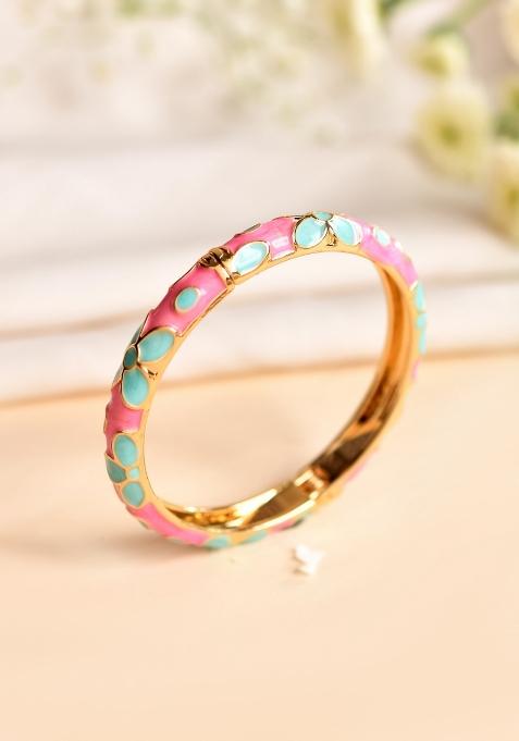 Pink Stainless Steel Beads Bracelet