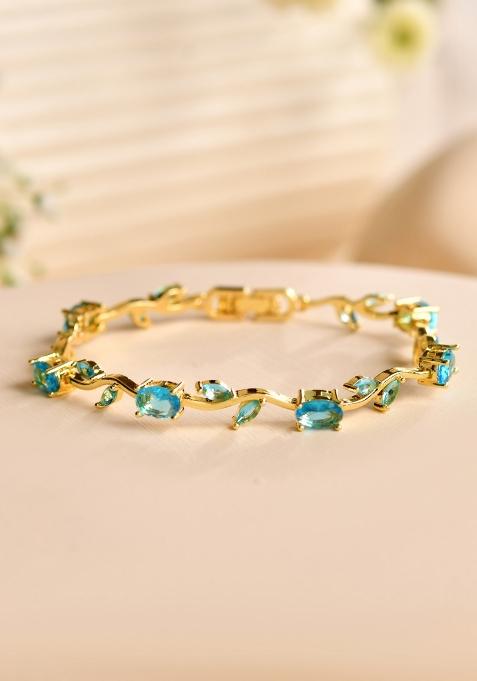 Teal Blue Stainless Steel Beads Bracelet