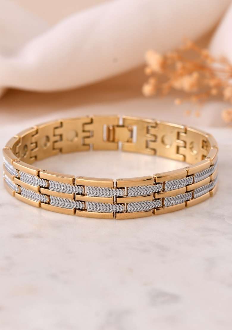 Golden Stainless Steel Beads Bracelet - Indya