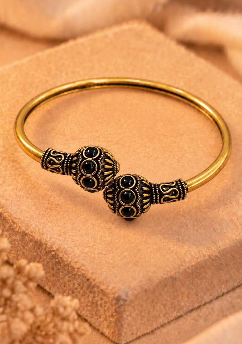 Golden Artificial Stones Alloy Bracelet - Indya