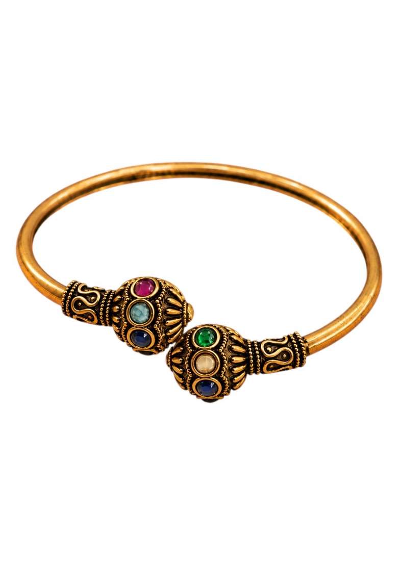 Golden Artificial Stones Alloy Bracelet - Indya
