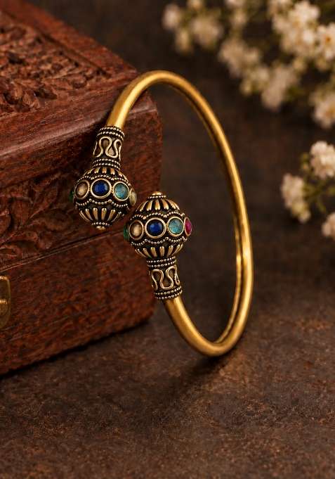 Golden Artificial Stones Alloy Bracelet