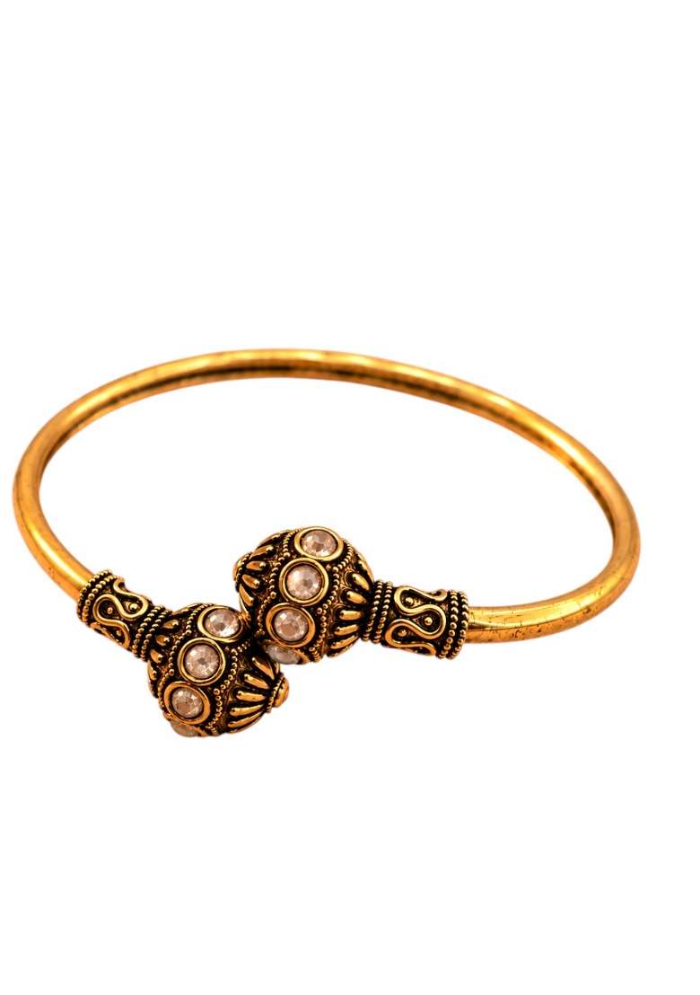 Golden Artificial Stones Alloy Bracelet - Indya