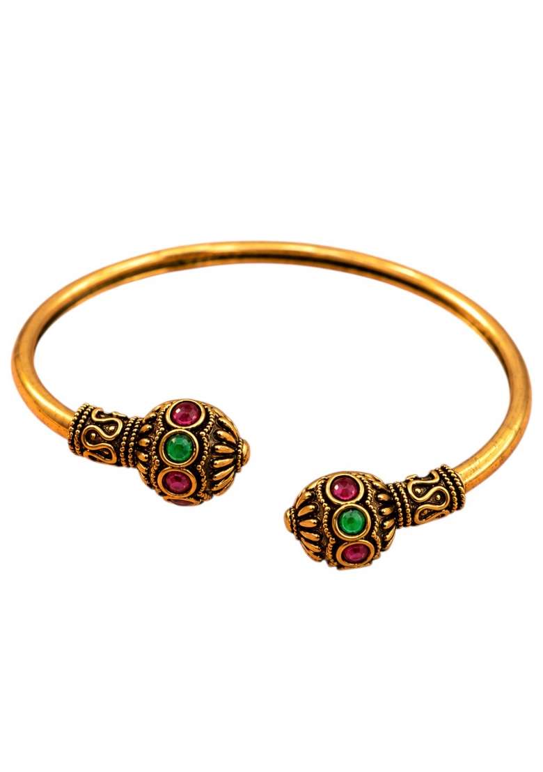 Golden Artificial Stones Alloy Bracelet - Indya