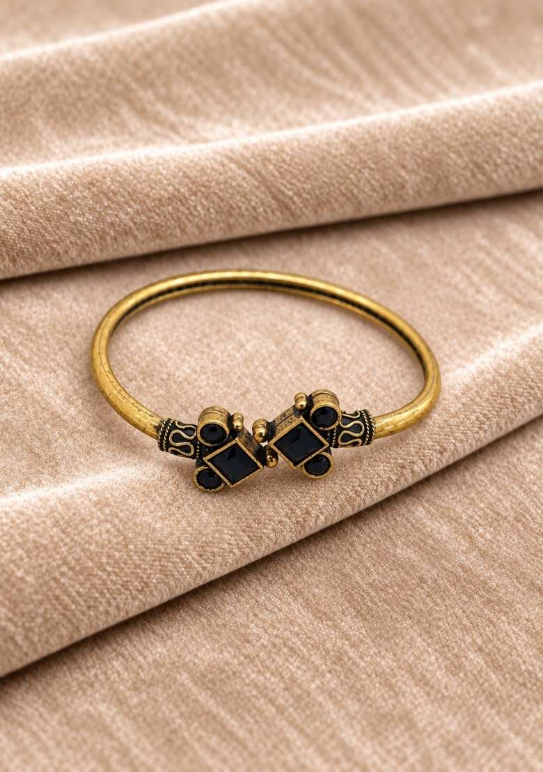 Golden Artificial Stones Alloy Bracelet - Indya